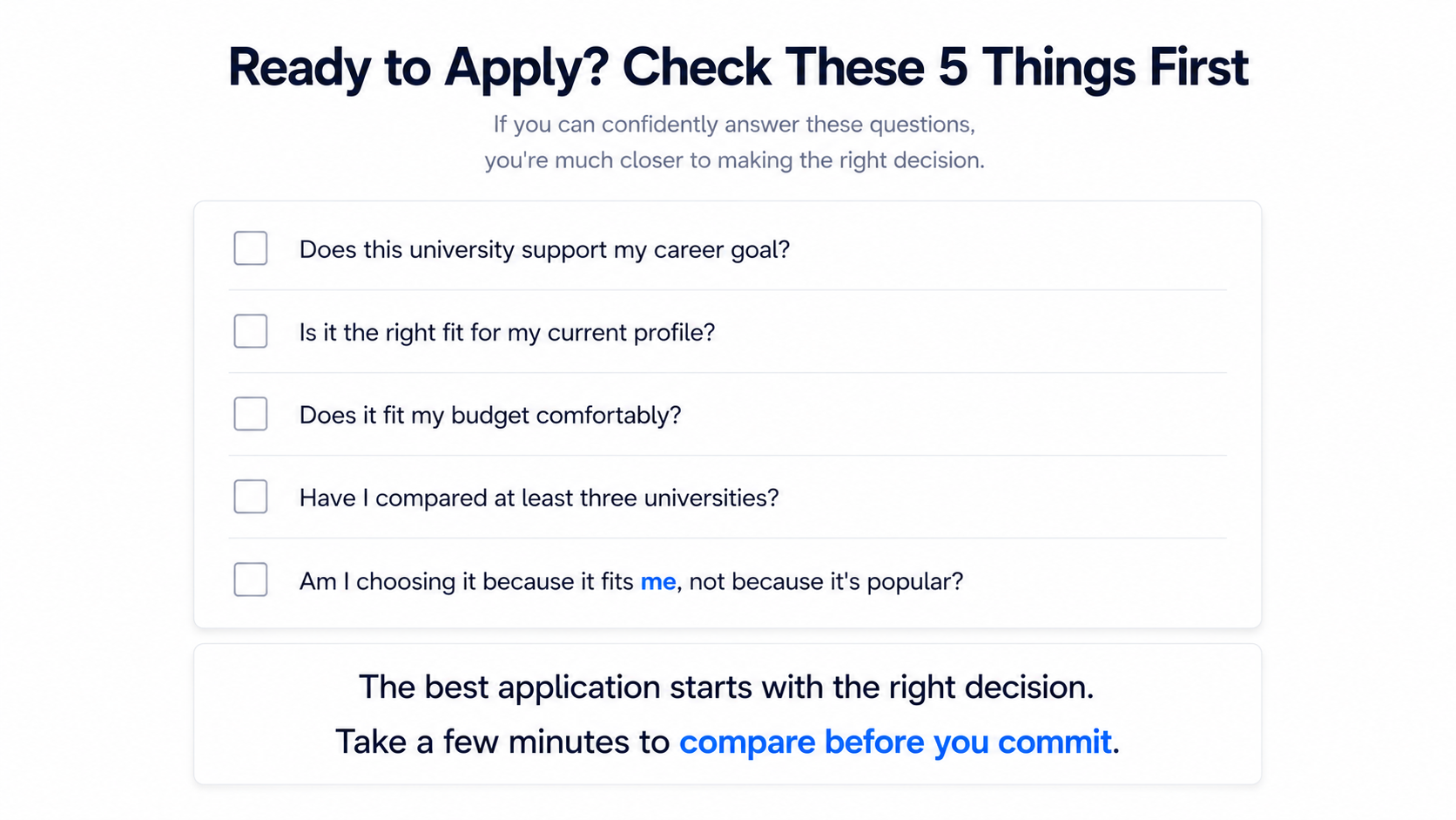 Checklist to complete before applying to an online university